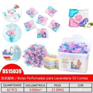Cx bolas perfumadas para lavandaria c/50 contas
