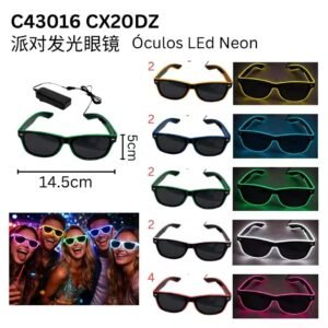 Oculos led neon clu luz para festa