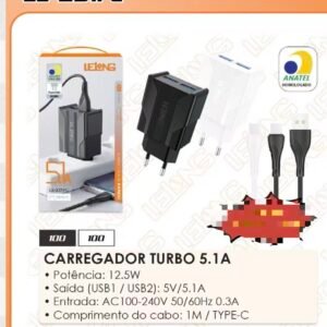 Carregador Turbo Type-C 5.1A,LE 231 FC